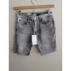 RELIGION Ice Grey Noize Denim Shorts W32 Distressed Cutoff Raw Hem Grunge UK